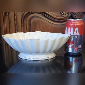 9" Ivory Gold Trim Flower Bowl by Telaflora